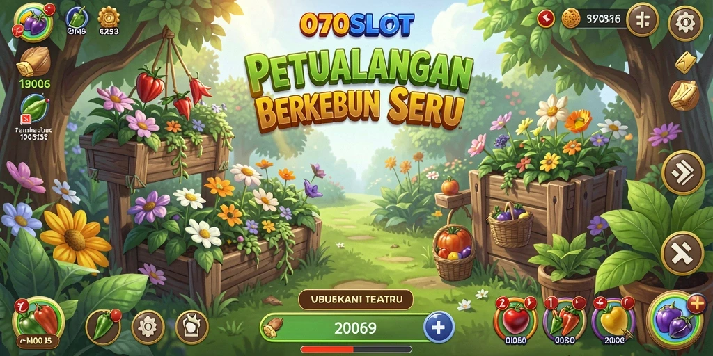 Gameplay 070SLOT menampilkan kebun yang subur dan penuh warna.