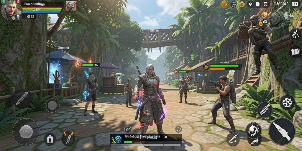 Screenshot dari gameplay 8ZK yang menunjukkan interaksi karakter dan dunia.