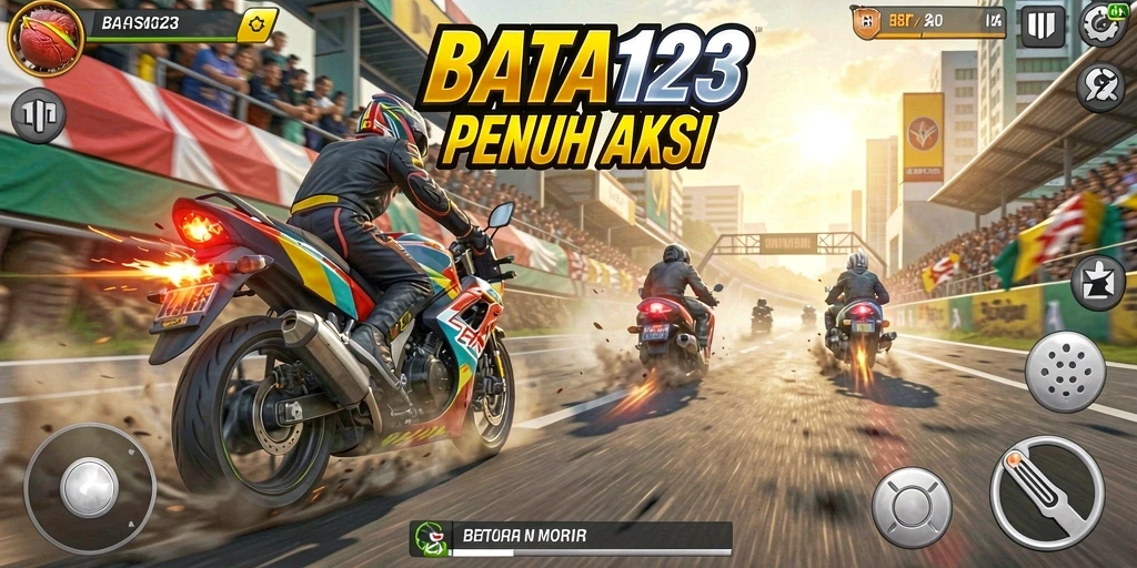 Tampilan gameplay BATA123 yang menegangkan di lintasan balap.