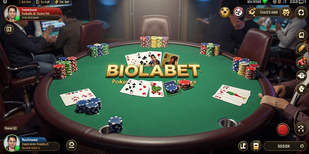 Tampilan gameplay poker di BIOLABET yang seru dan interaktif.
