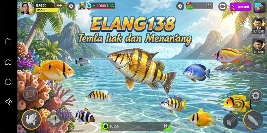 Tampilan gameplay seru ELANG138 saat menembak ikan di lautan.