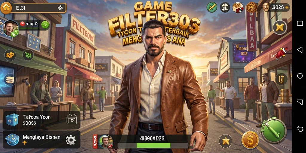 Screenshot gameplay FILTER303 yang menunjukkan pengalaman Tycoon yang mendalam.