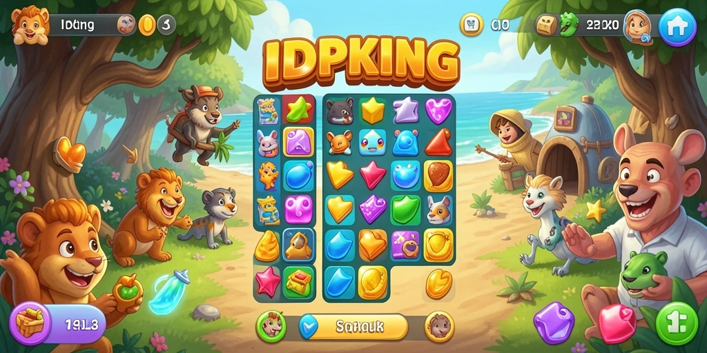 Tampilan gameplay Match-3 yang seru dan menantang di IDPKING.
