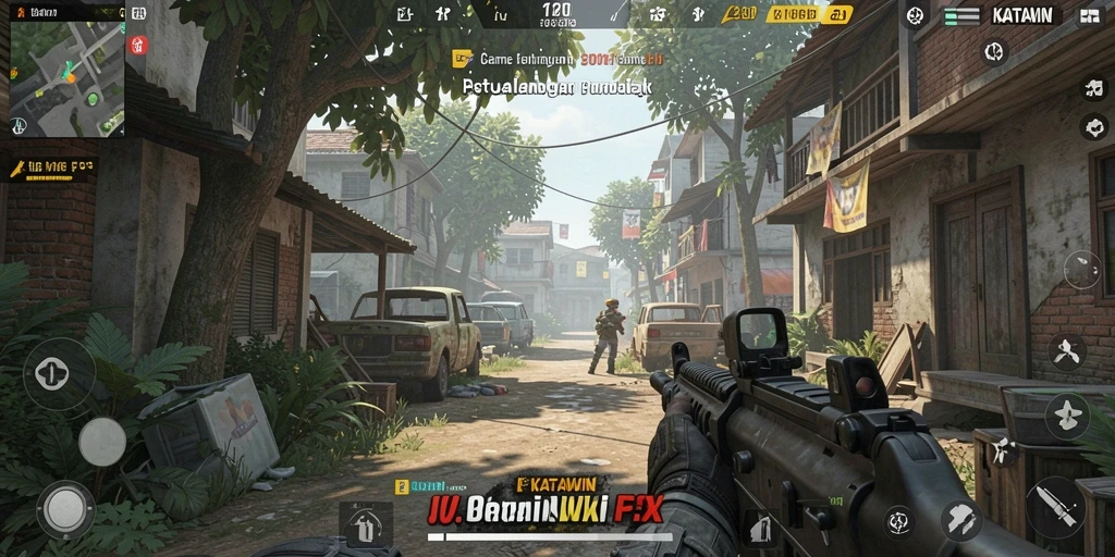 Tampilan screenshot KATAWIN menunjukkan aksi seru dalam gameplay FPS.