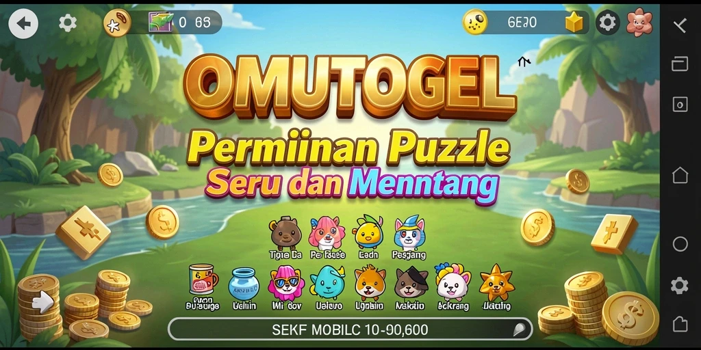 Screenshot utama OMUTOGEL menampilkan tingkat tantangan Puzzle yang menarik.