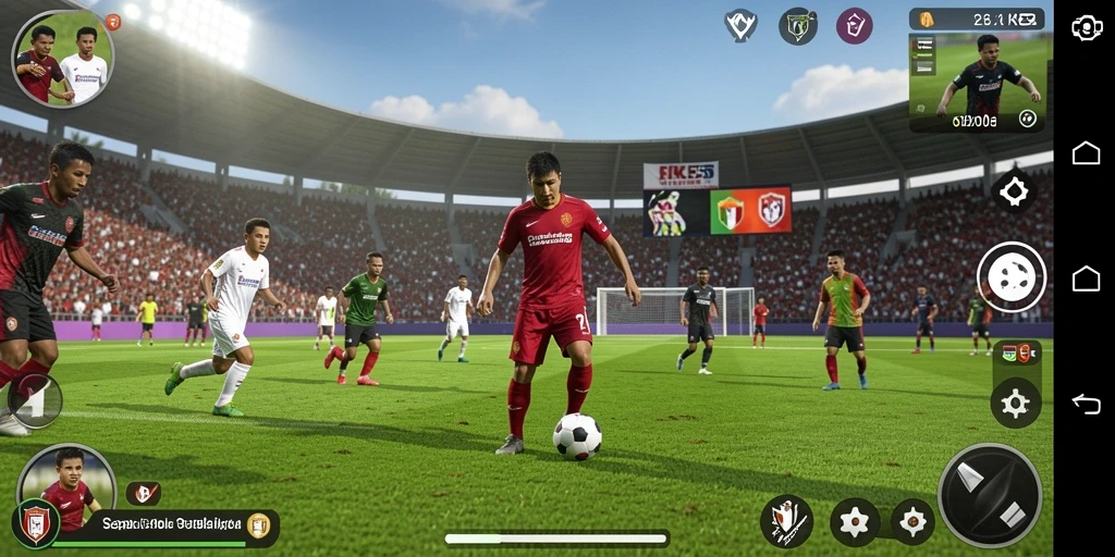 Gameplay seru dari RK55 yang menampilkan aksi sepak bola nyata.