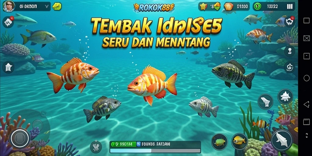 Screenshot ROKOK88 menampilkan gameplay seru dalam Tembak Ikan.