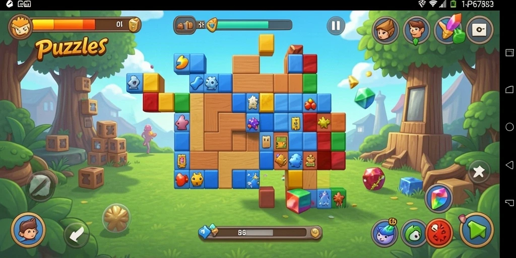 Tampilan gameplay RP6789 menampilkan teka-teki yang menarik dan penuh warna.