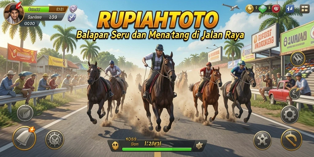 Gameplay RUPIAHTOTO menampilkan balapan yang seru dan cepat.