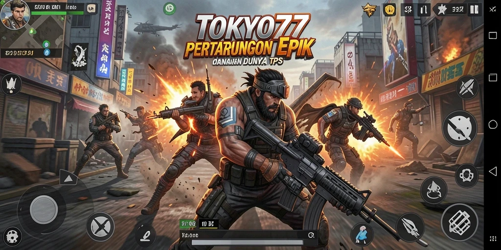 Tangkapan layar gameplay TOKYO77 menampilkan aksi pertempuran yang mendebarkan.